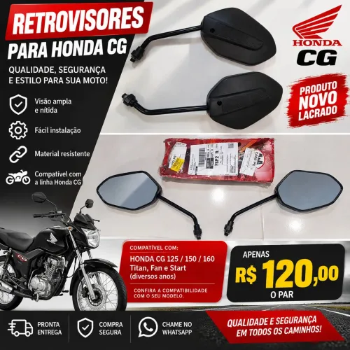 Par de Retrovisores Honda CG 125 150 160 Titan Fan Start - Novo Lacrado