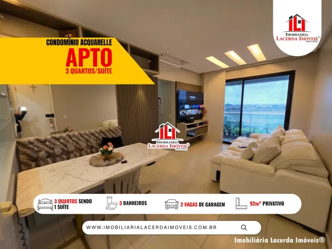 Acquarrelle 92 metros 3 quartos sendo 1 suíte Vista da Ponte Rio Negro!