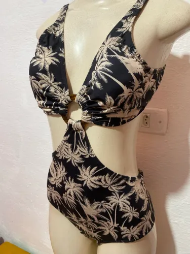 Maiô engana mamãe estampado preto