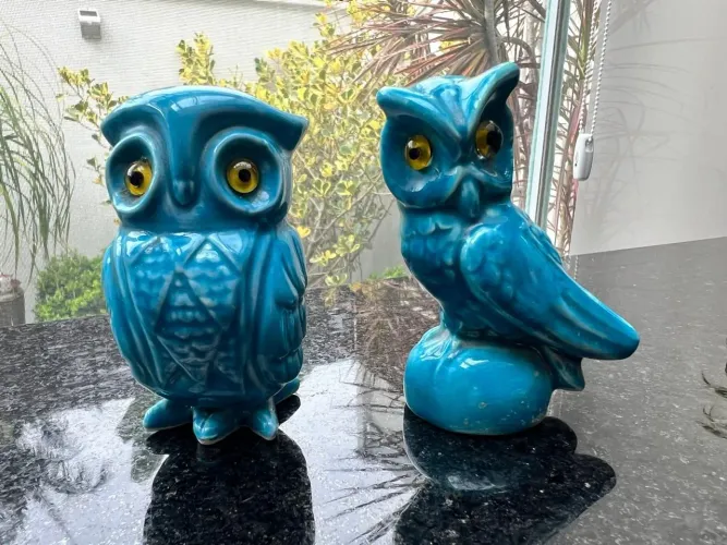 Conjunto de corujas de porcelana - 8cms - Lindíssimas