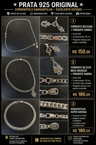 PRATAS 925 ORIGINAIS - Correntes e Gargantilha