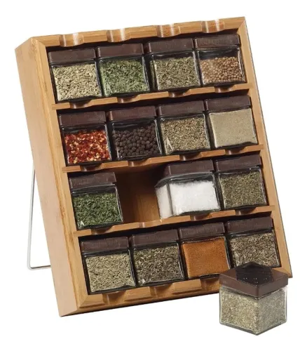 Organizador De Temperos Kamenstein Em Bamboo Com 14 Potes Bamboo (Usado)