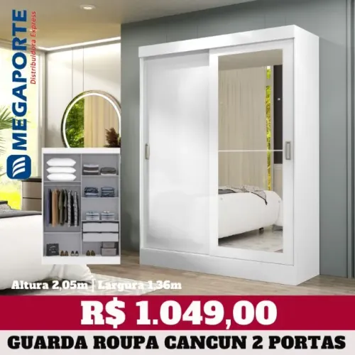 Guarda Roupa 2 Portas de Correr com Espelho (Novo) Entrega Grátis!