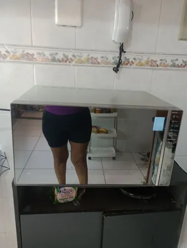 Microondas Brastemp, cinza espelhado 32 Litros 