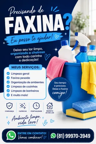 Faxina doméstica completa 120R$/170R$