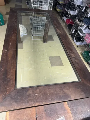 Mesa Madeira Demolição com Vidro