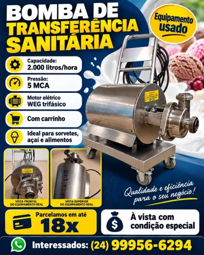 Bomba sanitária 2000 litros hora com carrinho