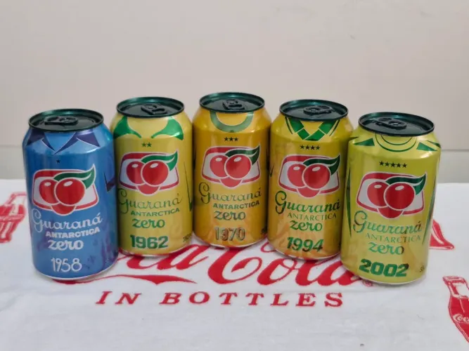 Kit de 5 latas Guaraná Antarctica Zero 350ml - 1958 - 1962 - 1970 - 1994 - 2002