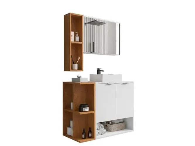 Conjunto Para Banheiro com Cuba e box pia 4 Portas Ibiza Bechara