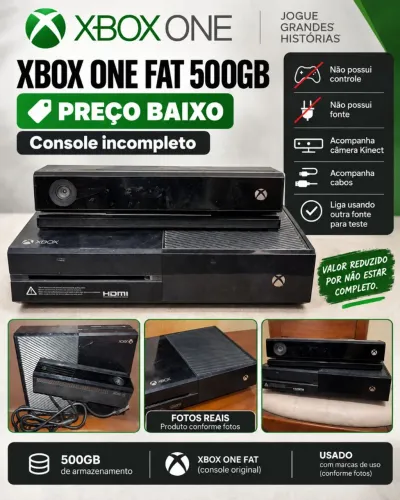 Xbox one fat 500gb preto
