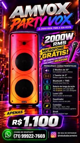 AMVOX PARTY VOX - A CAIXA IDEAL PARA A SUA FESTA!
