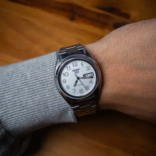 Seiko 5 7S26-3180 Vintage 1997 Automático - Mostrador Branco 37mm - PF170