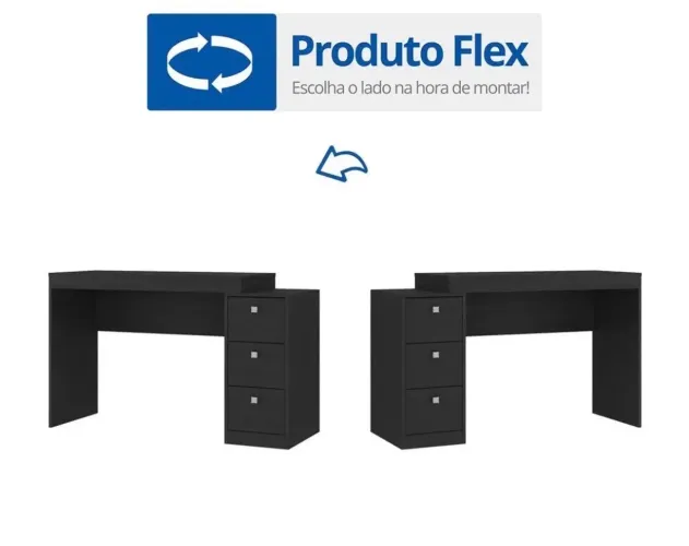 Escrivaninha Érica 3 Gavetas 123cm Espresso Móveis Onix Tx