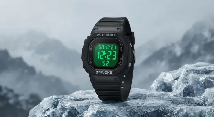 Relógio Digital Masculino Esportivo à Prova d'Água com LED e Pulseira de Silicone