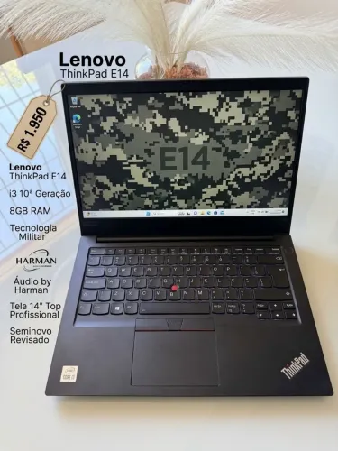 Lenovo Think Pad E14 8Gb SSD 256 áudio By HARman top aceito cartão 