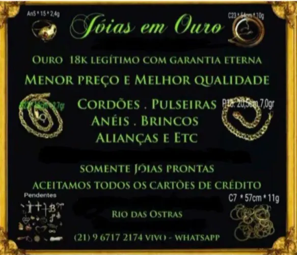 JÓIAS EM OURO 18k LEGÍTIMO 