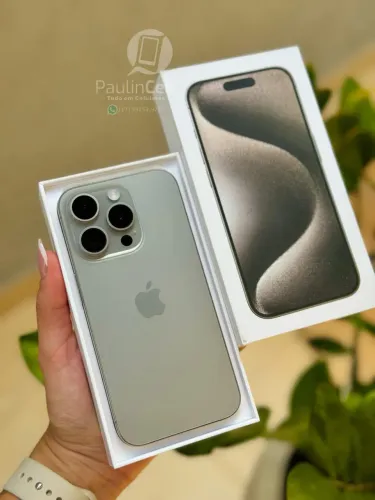 IPhone 15 pro 128gb titanium natural completo saúde 87%