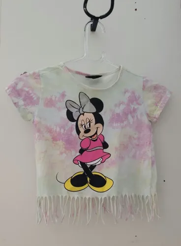 Blusa tie dye cor pastel da minnie tipo cropped infantil
