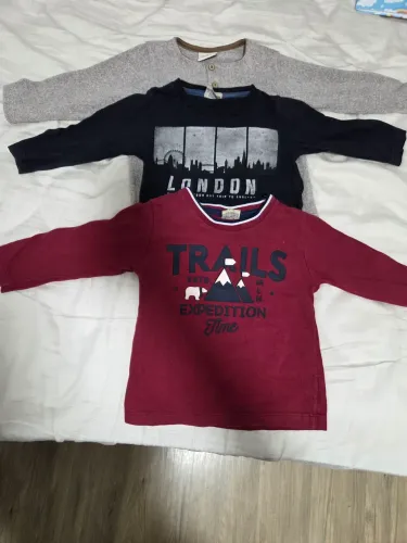 Kit 3 camisetas manga longa 1-2 anos (Milon)