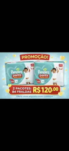 Promoção Fraldas Shortinho Pampers Pants XXG 84 Fraldas por 120