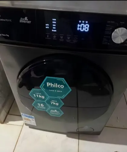 Lava e Seca Philco 16 Programas Eco Inverter 11kg Titânio PLS11C