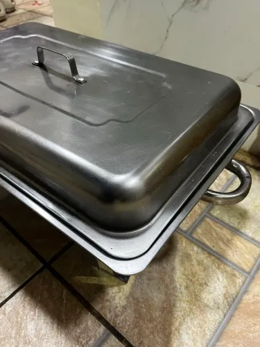 Rechaud Profissional Inox 12L com 2 Divisórias para Buffet Festas Eventos QUEBOM