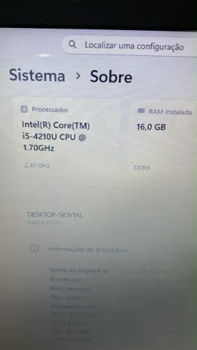 Notebook ACER i5 16GB RAM TROCO