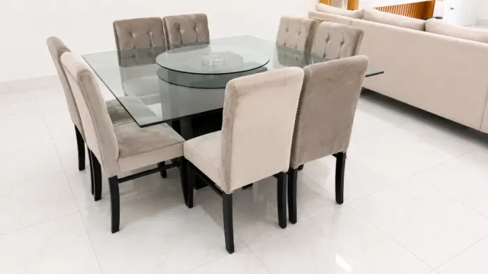 MESA DE JANTAR 8 LUGARES COM CENTRO GIRATÓRIO - ESTADO DE NOVO