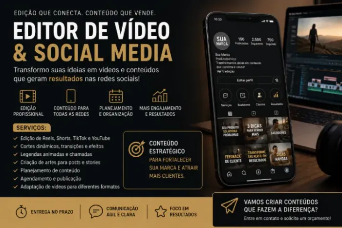 Ofereço edição de Vídeo | Social Media | Reels, Shorts e Conteúdo para Empresas