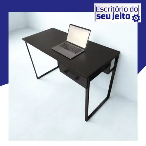Escrivaninha Industrial com Gaveta 1,1M Mesa Refoçada Multiuso para Estudo Computado Gamer