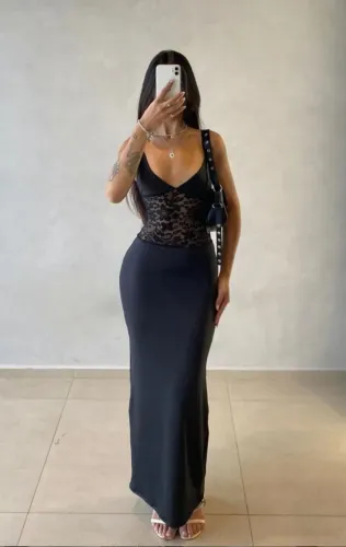 Vestido Longo com renda 