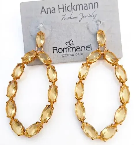 NOVA Semijoia Rommanel Brinco banhado Ouro 18k Amarelo - Original