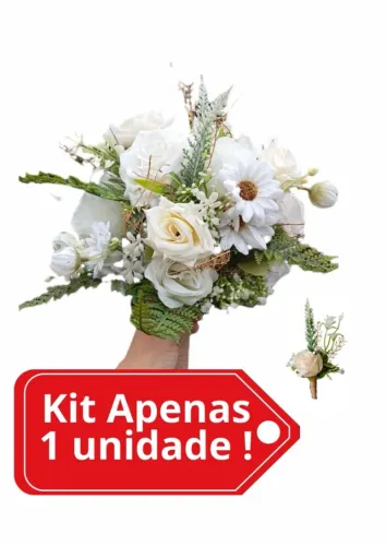 Buquê e Lapela Celine - Kit Premium - Á Pronta Entrega