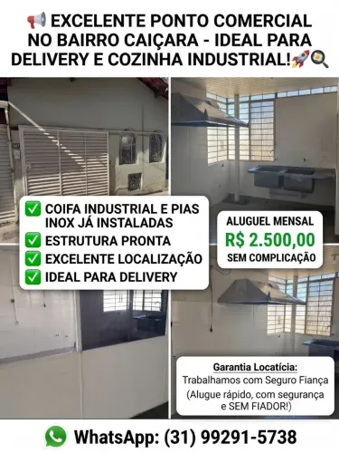 Aluguel imóvel comercial - cozinha industrial ou delivery - Bairro Caiçara - Belo