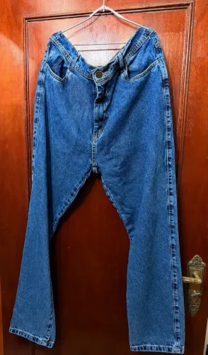 Calça MOM jeans feminina marmorizada tamanho 46