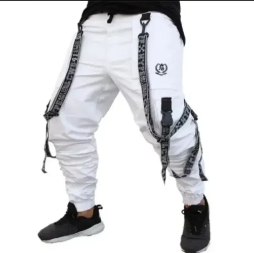 Calça Jogger Masculina BRANCA Trend Suspenders Tracks CINZA