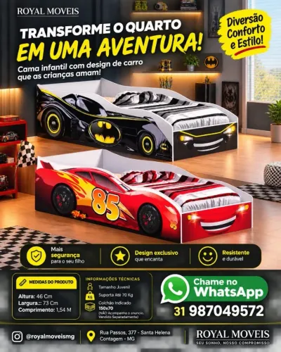 Cama Menino Infantil Tamanho Juvenil. São Produtos Novos Direto da Fábrica P/Sua Casa.