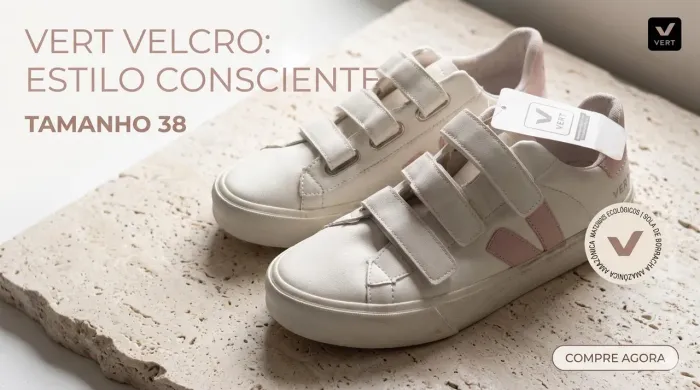 Tênis Vert Couro com Velcro Brancos e Rosa - Tamanho 38