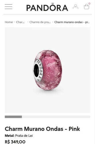Charm Pandora ORIGINAL Murano Ondas - Pink