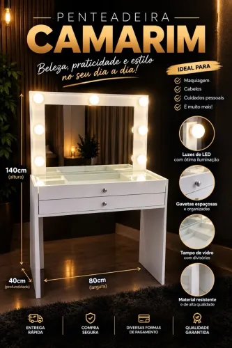 Penteadeira Camarim com Espelho e Led