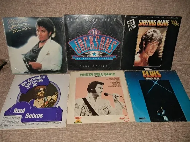 Lote 10 LPs Selecionados: Michael Jackson, Elvis, Raul Seixas + LP Brinde