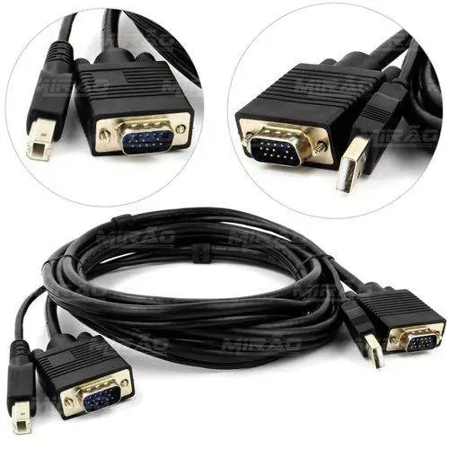 Cabo Kvm Usb (VGA + USB) Preto - 3 Metros (LOTE 2)- Oferta