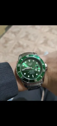 Relógio Lige masculino fundo verde em aço inoxidável luxo moda estilo