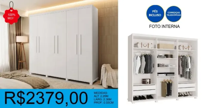 Roupeiro 100% MDF - Entrega e montagem grátis!!