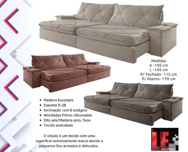 Sala sofá retrátil e reclinável de 290 cm