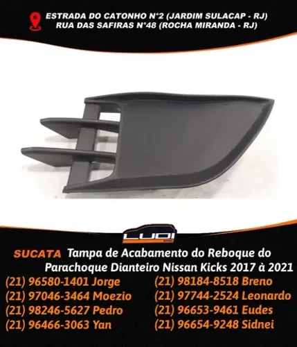 Tampa de Acabamento do Reboque do Parachoque Dianteiro Nissan Kicks 2017 à 2021