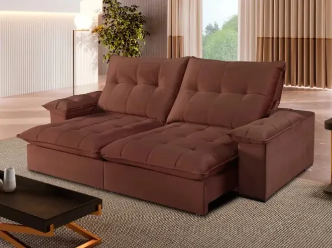 Sofá Retrátil e Reclinável 2,50 Tecido Veludo Luxo. São Produtos Novos Direto da Fábrica!