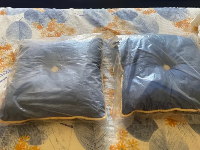 Almofadas Cheias para Sofá Impermeável Floral Amarela Cinza Kit 2 45cmx45cm