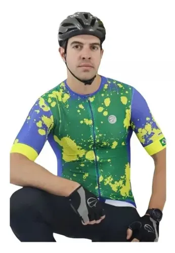 Camisa Ciclismo Mauro Ribeiro Masculina Azul Brasil  tamanho P