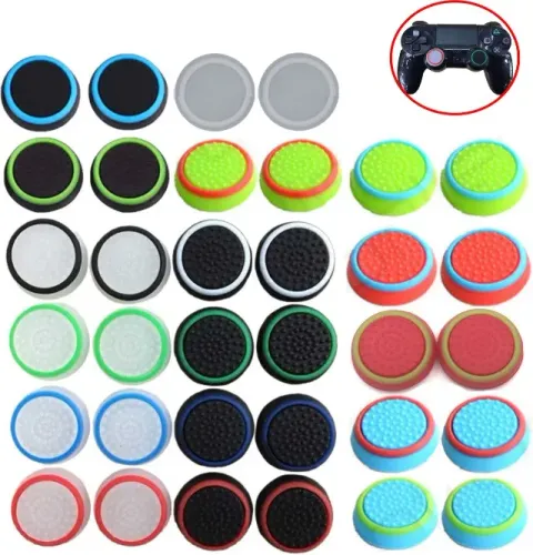 2 Pares de Grips de Silicone para analógico de controle de XBOX One, 360, PS3, PS4 e PS5